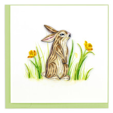 Quilling Rabbit In A Meadow Hop-piness Ahead Hand-Finished Art Greeting Card
