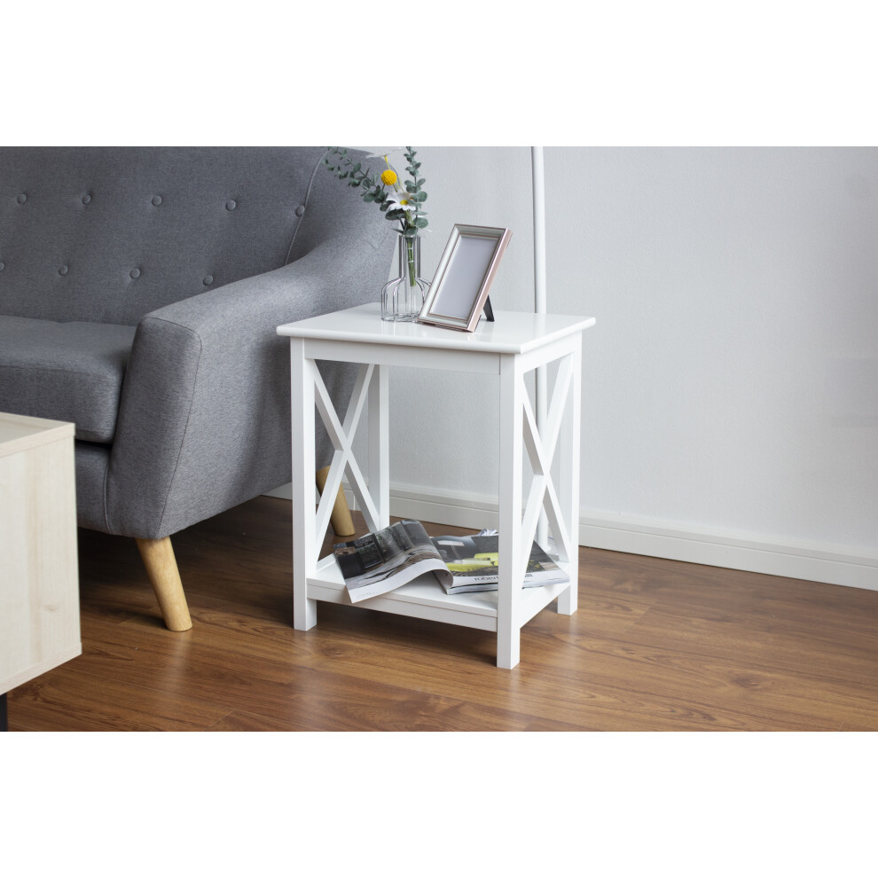 Spot On Dealz Side Table Bedside Night Stand Living Room Furniture X Shape Design White