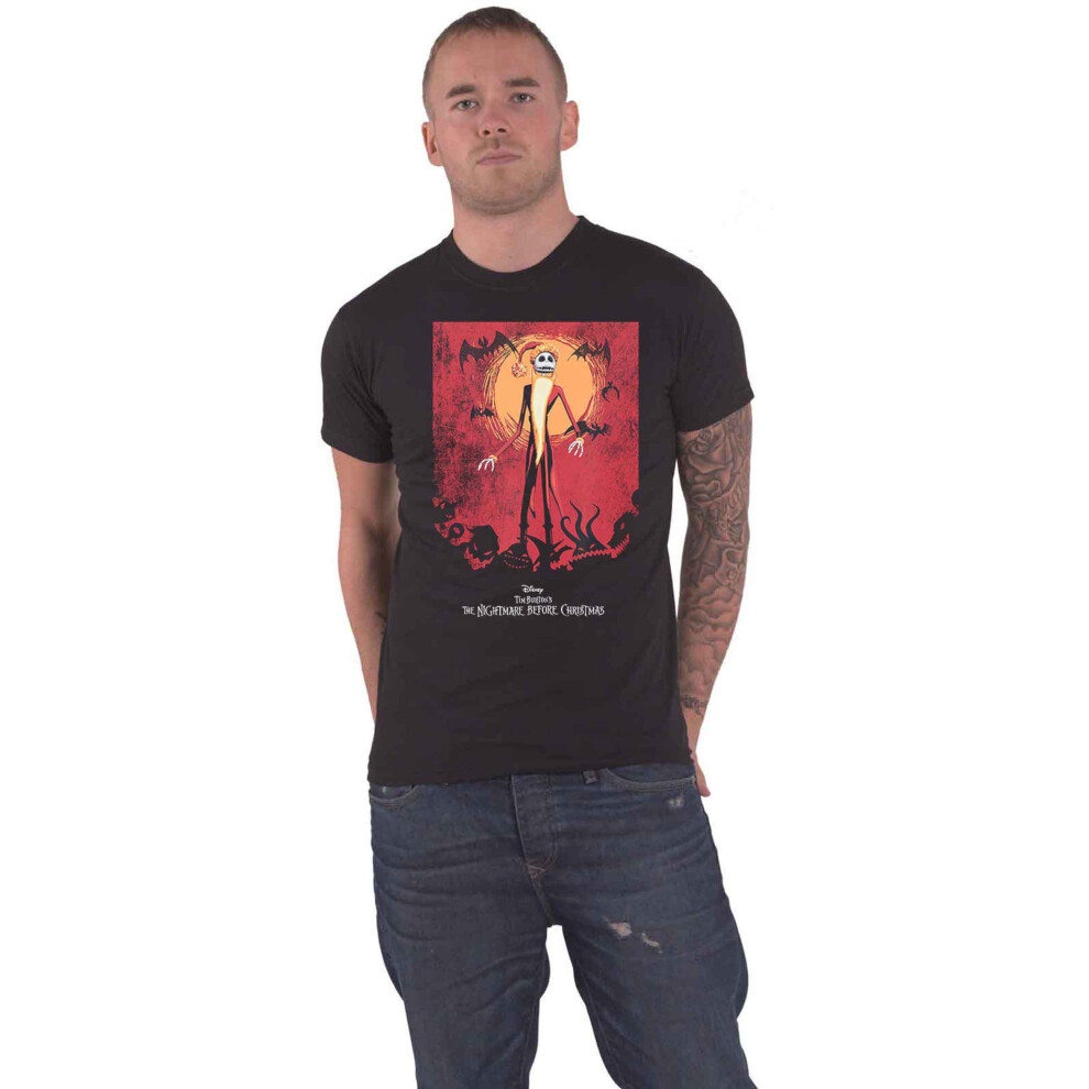 (XL, Black) The Nightmare Before Christmas T Shirt Jack Orange Sun Logo new Official Mens
