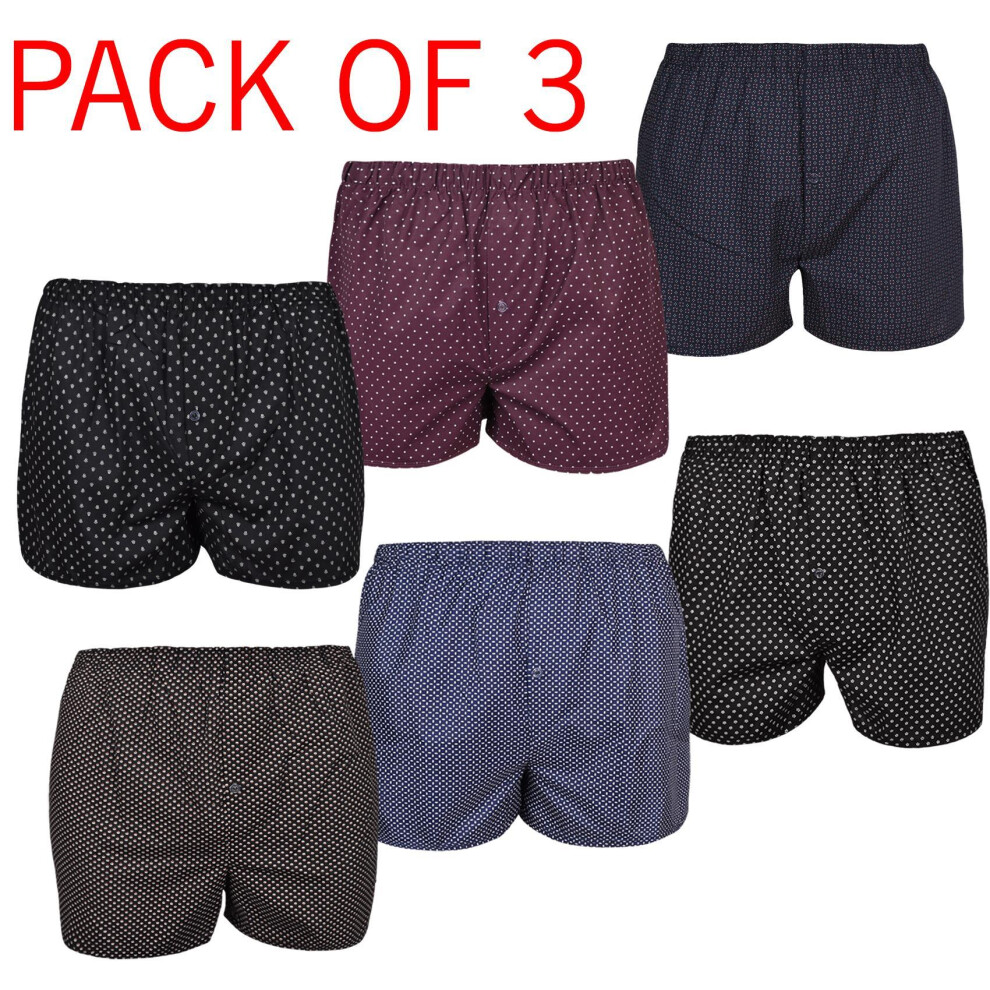 (L) Men Boxer Short Underwear Lightweight ButtonFly 3Pack