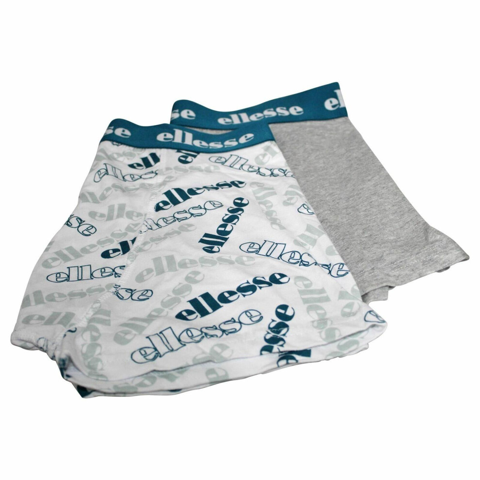 (2 Pack - Navy Grey-Muxel 442, S) Ellesse Mens Boxers Shorts Causal Sports Underwear