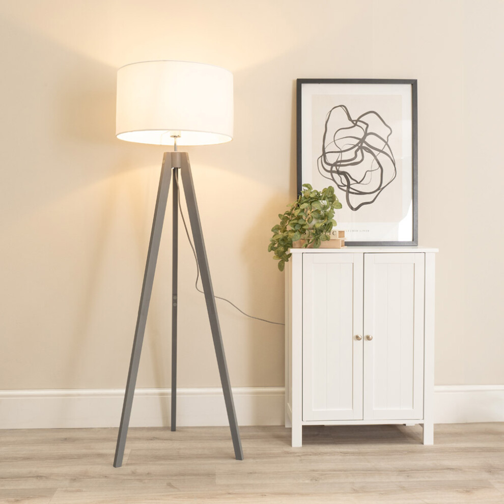 ValueLights Jackson Grey Wooden Tripod Floor Lamp Base