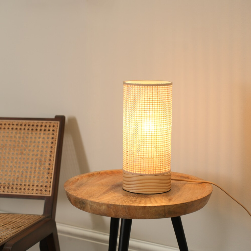 ValueLights Elsa Natural Bamboo Shade Wooden Table Lamp