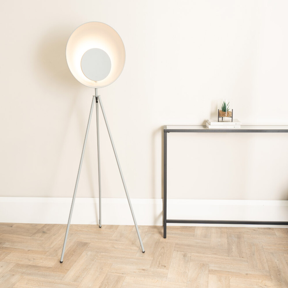 ValueLights Saffy Grey Integrated LED Tripod Metallic Shade Floor Lamp