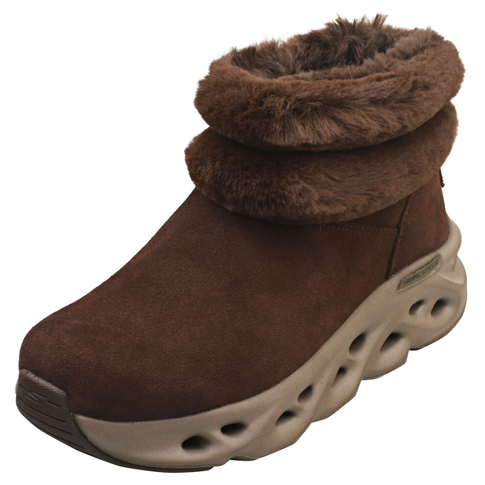 (4) Skechers Go Swirl Tech Boot London Womens Fashion Boots in Chocolate