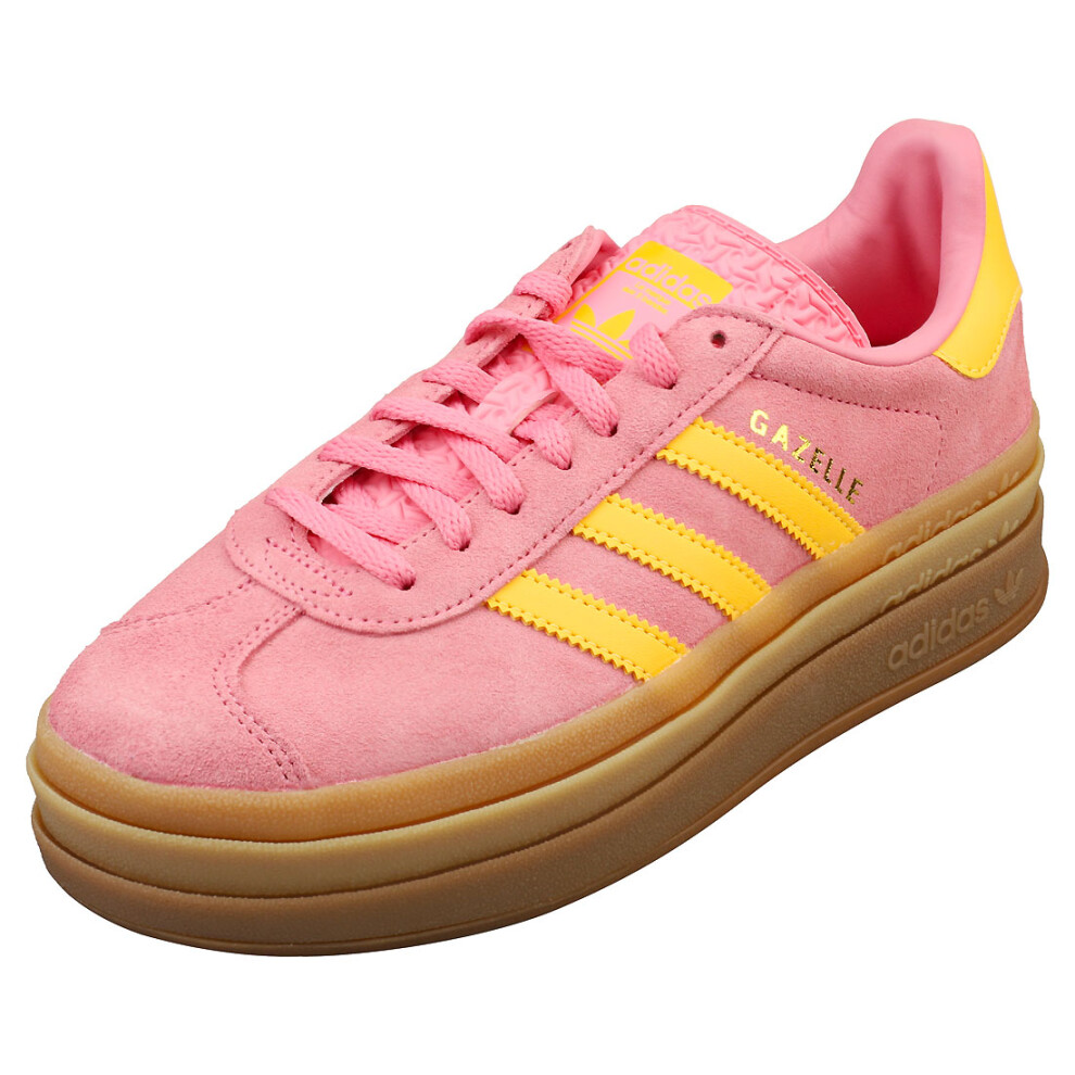 (3.5) adidas Gazelle Bold Womens Fashion Trainers in Pink Yellow