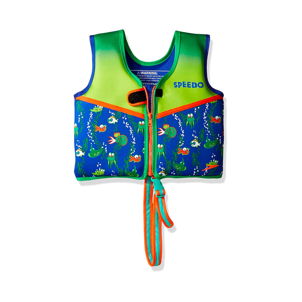 Speedo Unisex-Child Swim Flotation Classic Life Vest Begin to Swim UPF 50 Sapphire Blue Printed Medium