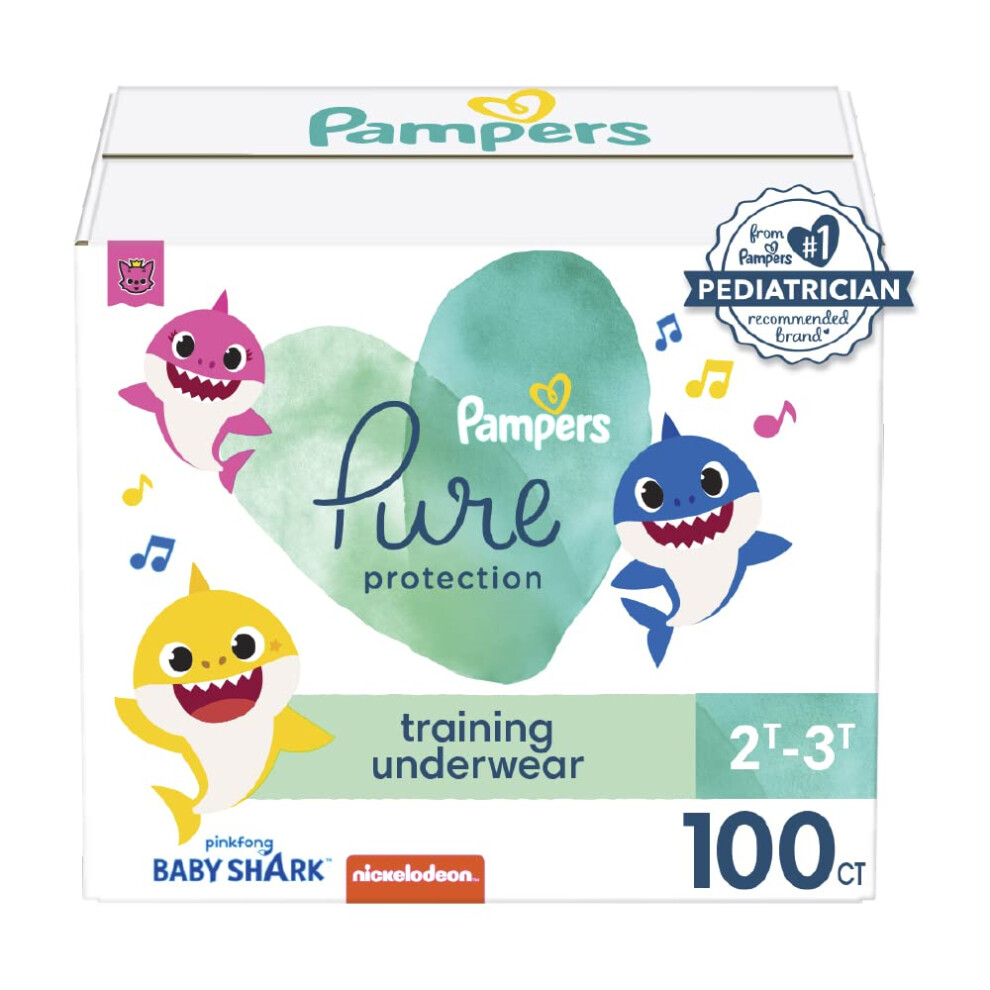 Pampers Pure Protection Training Underwear, Baby Shark, Size 4 2T-3T, 100 count