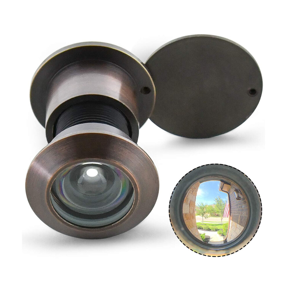 Earl Diamond - Solid Brass Door Viewer Peephole, 220-Degree Security Peephole with Heavy Duty Rotating Privacy Cover for 1-21/32" to 2-1/8" Doors for