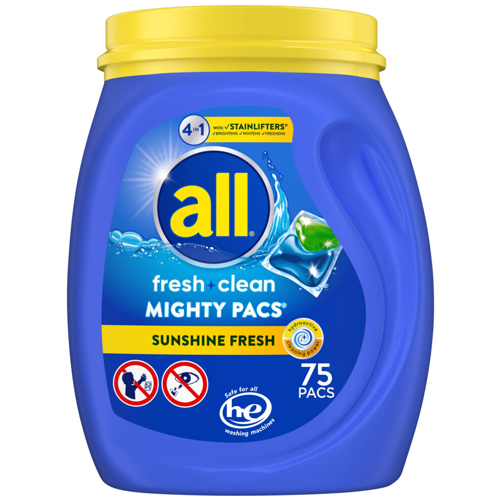 all with Stainlifters Original Mighty Pacs Laundry Detergent Pacs, 4 in 1 Stainlifters, One Tub, 75 Count