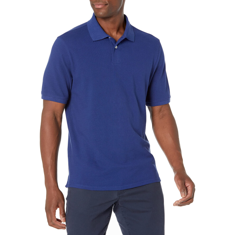 Mens Regular-Fit cotton Pique Polo Shirt (Available in Big & Tall), Navy, X-Small