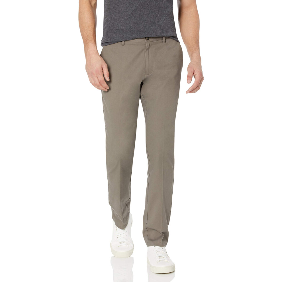 Mens Slim-Fit Wrinkle-Resistant Flat-Front chino Pant, Taupe, 29W x 29L