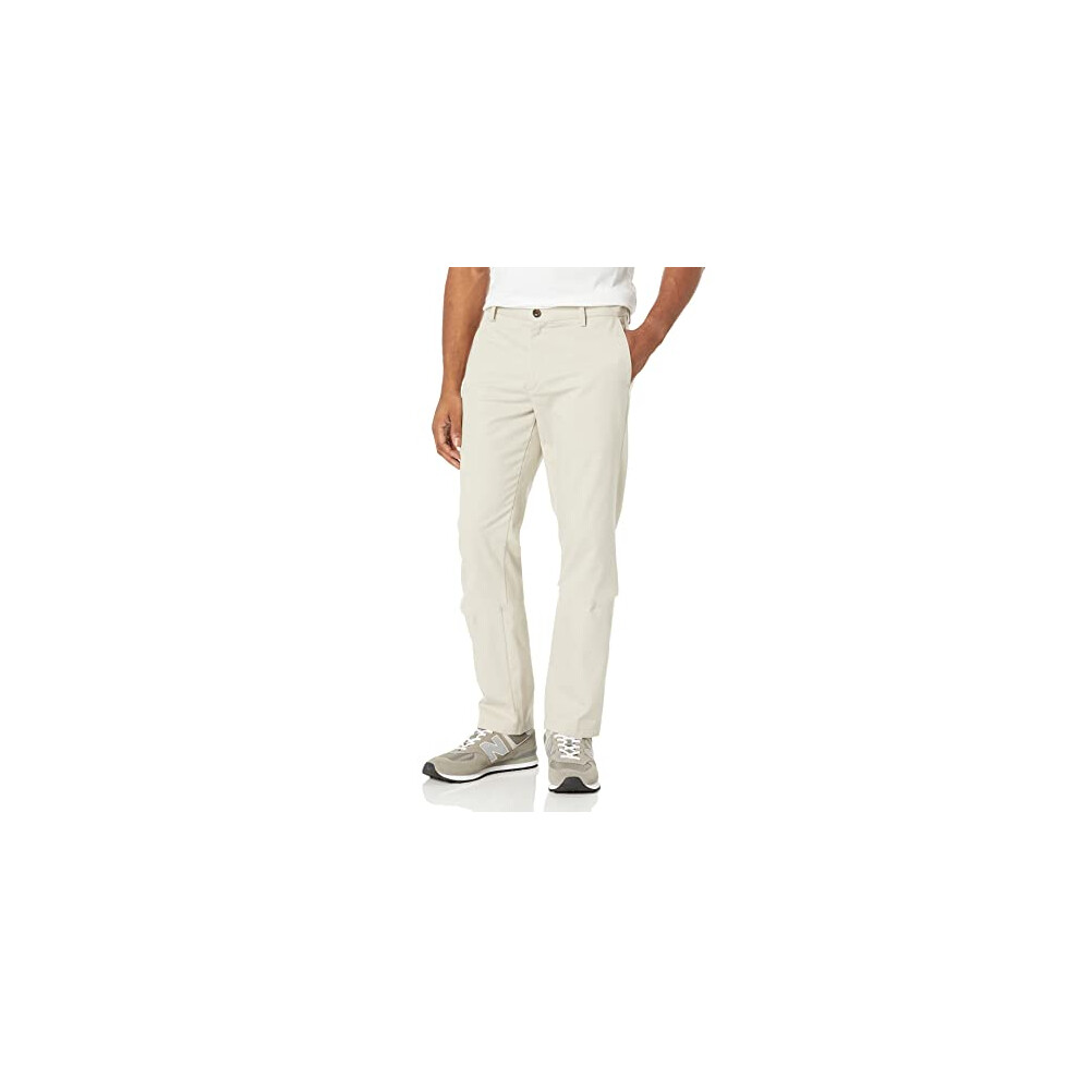 Men's Slim-Fit Wrinkle-Resistant Flat-Front Chino Pant, Stone, 38W x 34L