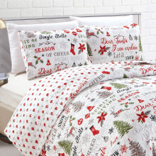 Set copriletto natalizio Great Bay Home a 3 pezzi con federe. Copriletto reversibile con motivo natalizio. Collezione Carol (King).
