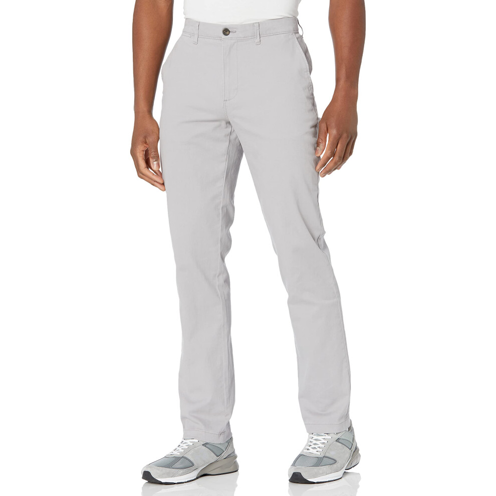 Men's Athletic-Fit Casual Stretch Chino Pant (Available in Big & Tall), Light Grey, 42W x 28L