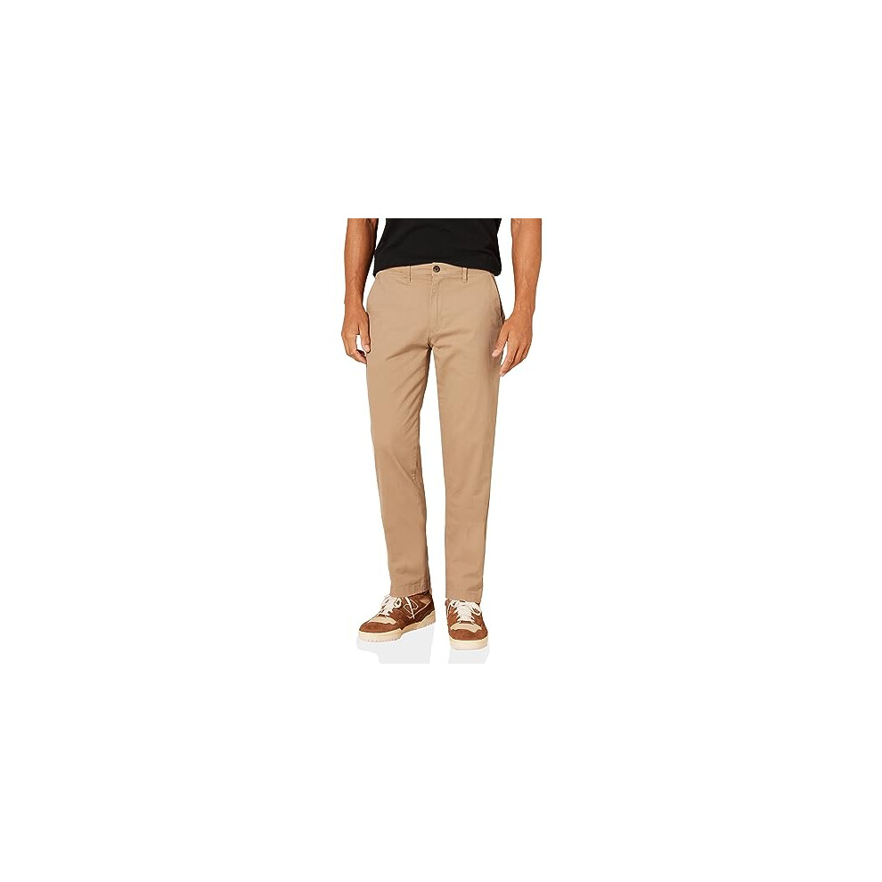 Mens Athletic-Fit casual Stretch chino Pant (Available in Big & Tall), Dark Khaki Brown, 31W x 28L