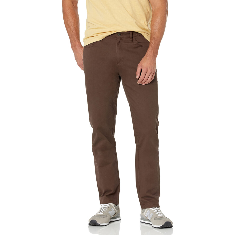 Men's Athletic-Fit 5-Pocket Comfort Stretch Chino Pant (Previously Goodthreads), Brown, 42W x 29L