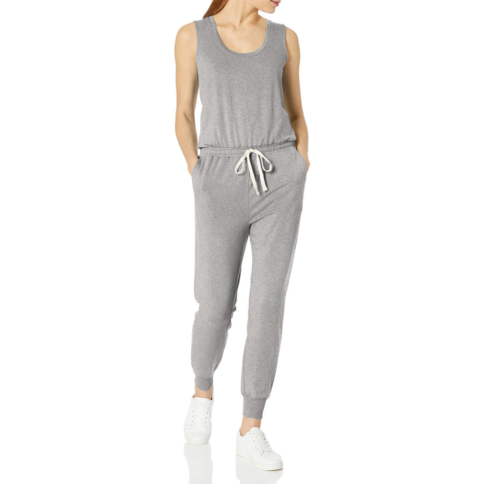 Womens Studio Terry Fleece Jumpsuit (Available in Plus Size), Light grey Heather, X-Small