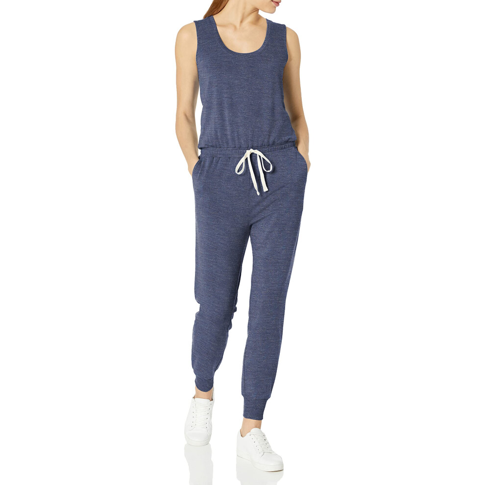 Womens Studio Terry Fleece Jumpsuit (Available in Plus Size), Navy Heather, Large