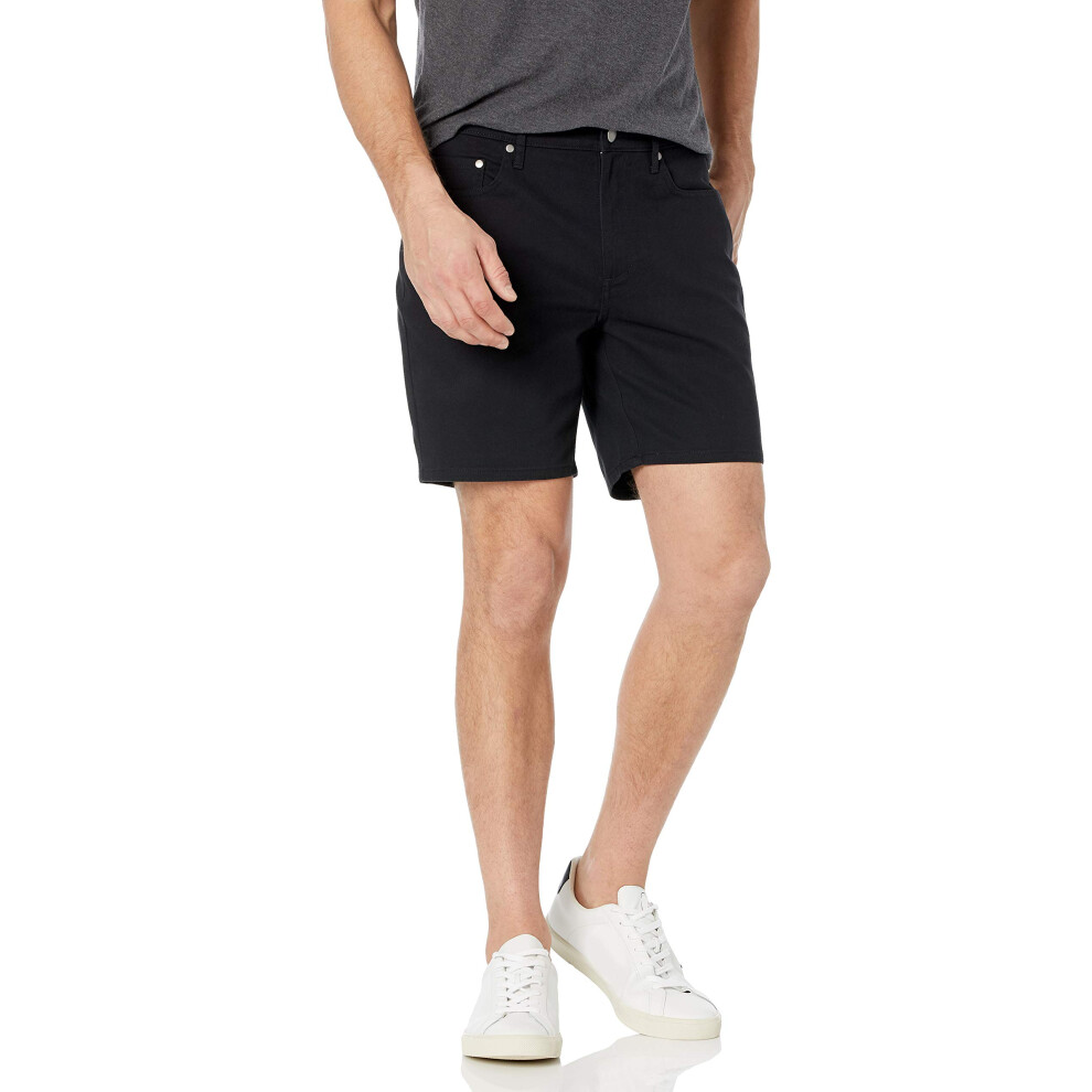 Mens Slim-Fit 7 Inseam Stretch 5-Pocket Short, Black, 29