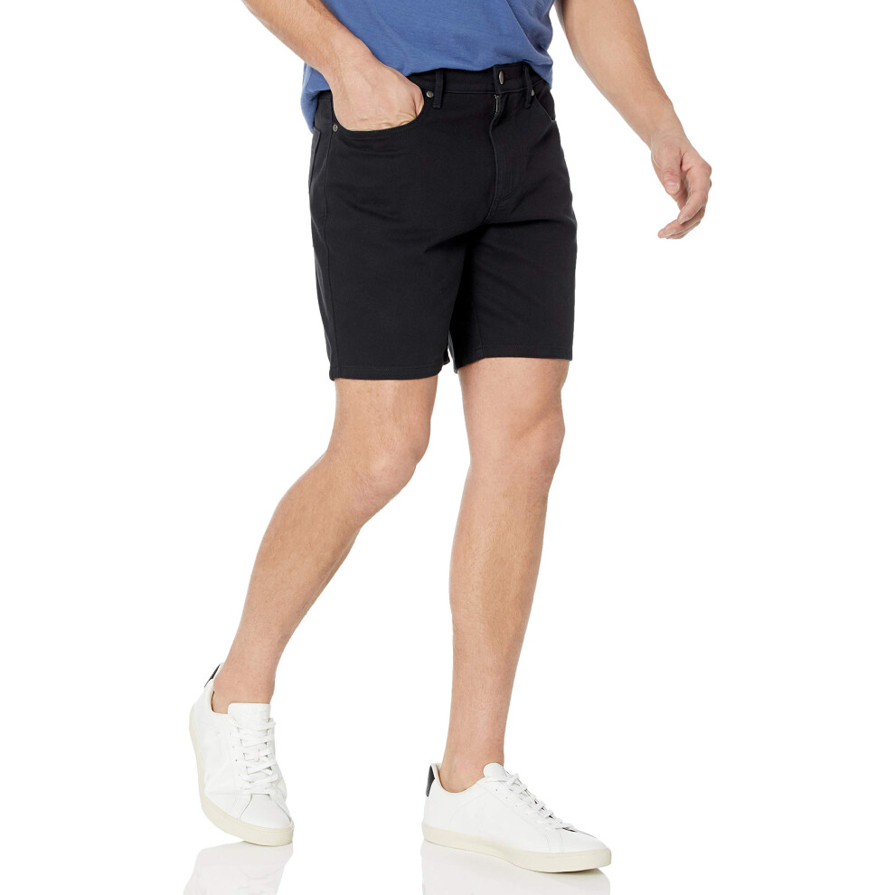 Mens Straight-Fit 7 Inseam Stretch 5-Pocket Shorts, Black, 42