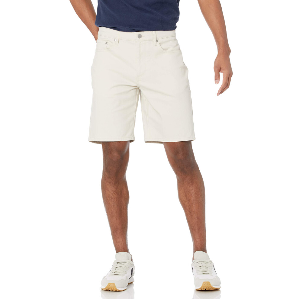 Mens Straight-Fit 9 Inseam Stretch 5-Pocket Short, Stone, 32