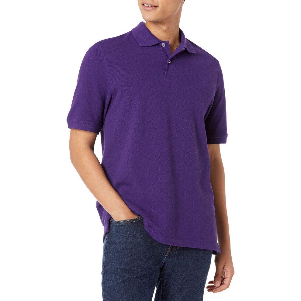 Mens Regular-Fit cotton Pique Polo Shirt (Available in Big & Tall), Dark Purple, X-Small