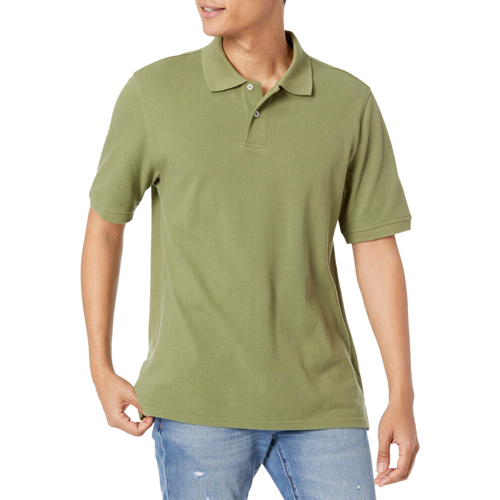 Men's Regular-Fit Cotton Pique Polo Shirt (Available in Big & Tall), Light Olive, XX-Large