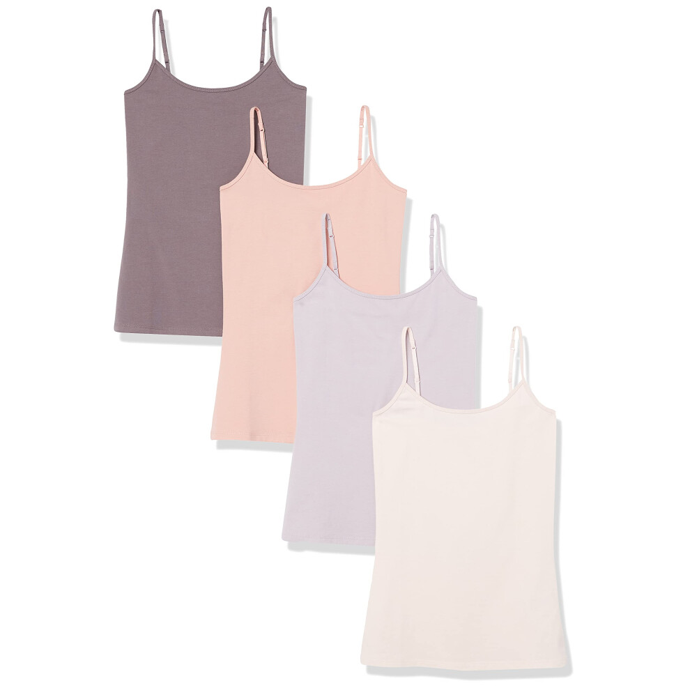 Women's Slim-Fit Camisole, Pack of 4, Multi Color, Large