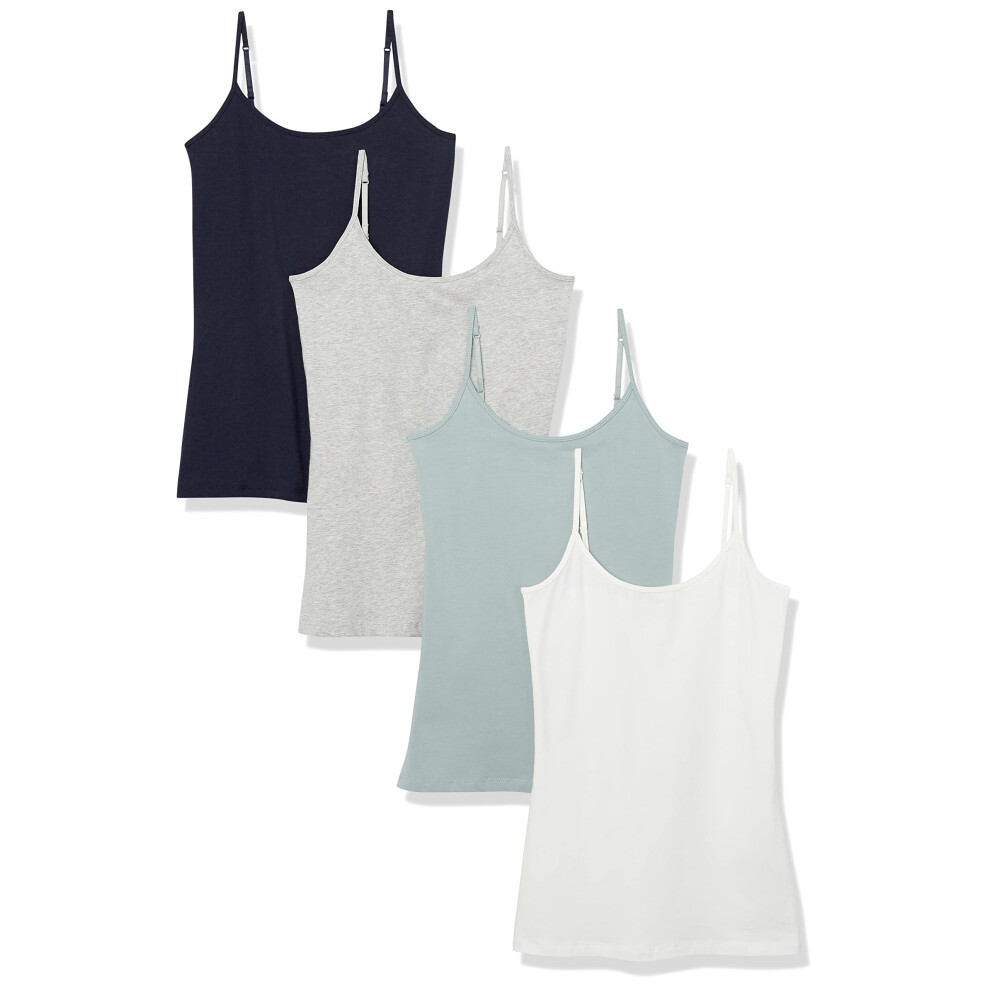 Women's Slim-Fit Camisole, Pack of 4, Sage Green/Navy, Multi Color, X-Large