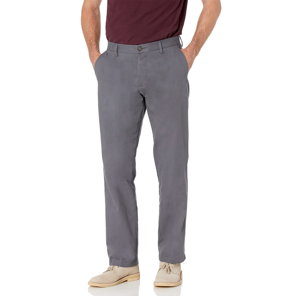 Mens classic-Fit Wrinkle-Resistant Flat-Front chino Pant (Available in Big & Tall), grey, 36W x 29L