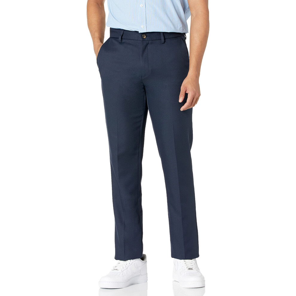 Men's Slim-Fit Flat-Front Dress Pant, Navy, 36W x 31L