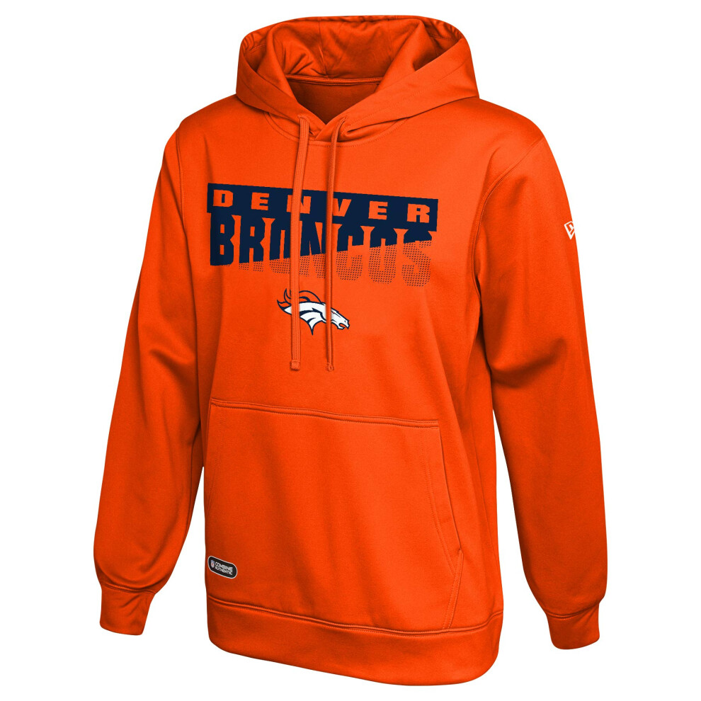 New Era NFL Men's Scoreboard Pullover Performance Hoodie, Pro Football Fleece Hoodie, Denver Broncos, Large