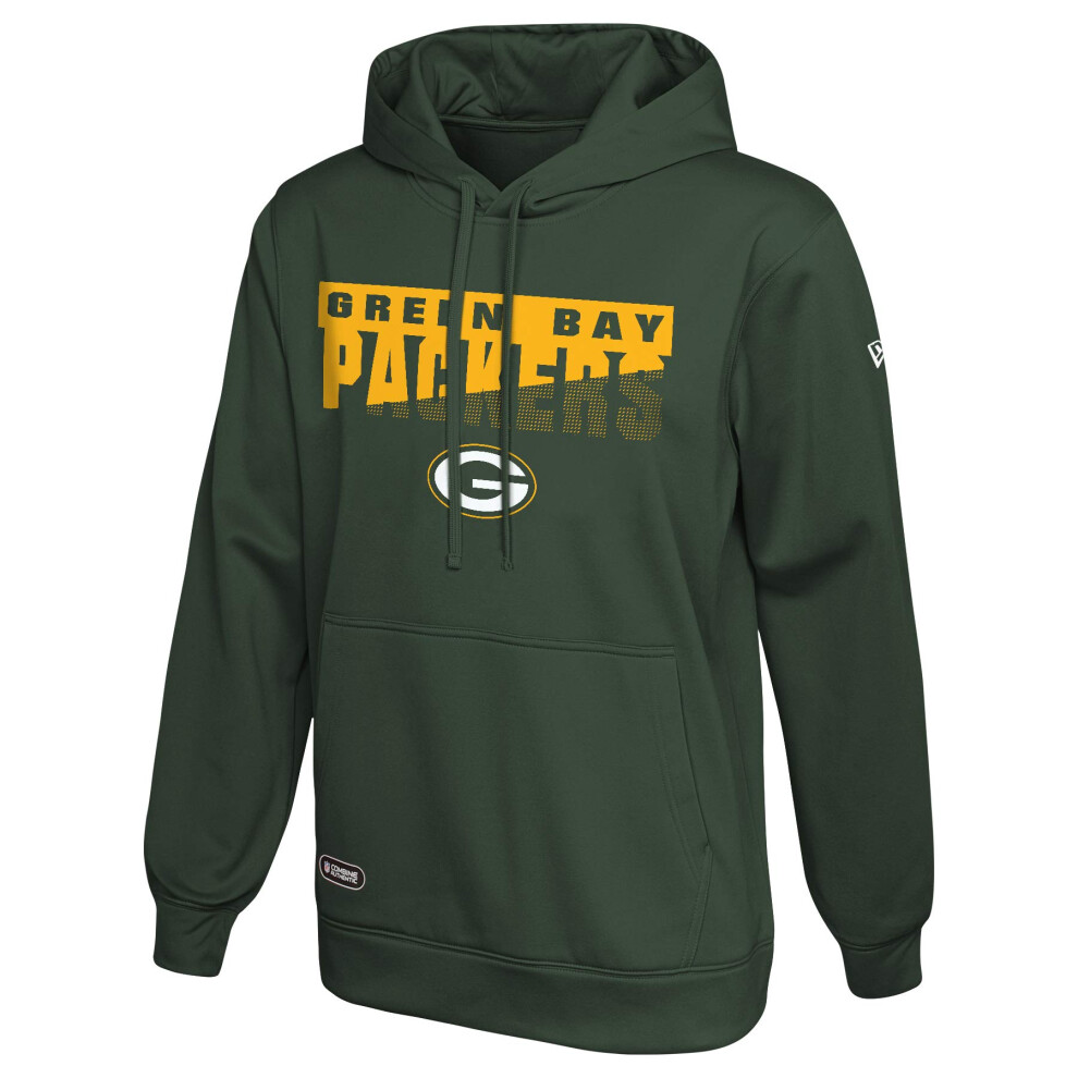 New Era NFL Men's Scoreboard Pullover Performance Hoodie, Pro Football Fleece Hoodie, Green Bay Packers, Small