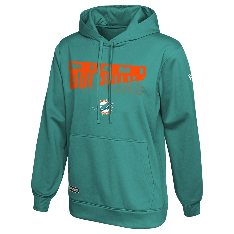 New Era NFL Men's Scoreboard Pullover Performance Hoodie, Pro Football Fleece Hoodie, Miami Dolphins, Small