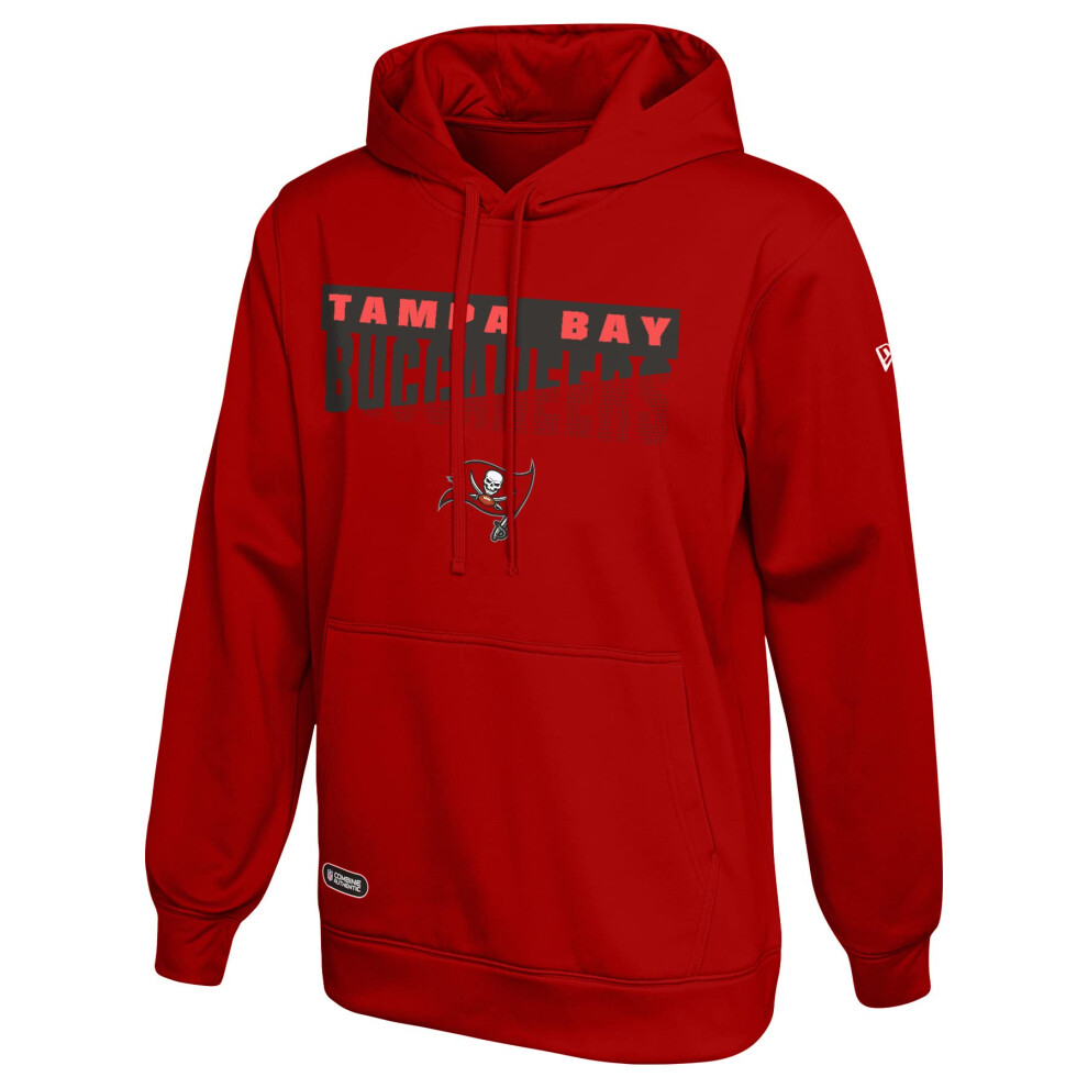 New Era NFL Men's Scoreboard Pullover Performance Hoodie, Pro Football Fleece Hoodie, Tampa Bay Buccaneers, Large