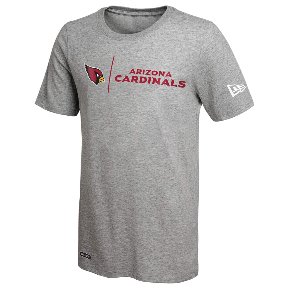 New Era NFL Men's Gametime Dri-Tek Cool Grey Short Sleeve T-Shirt, Arizona Cardinals, Medium