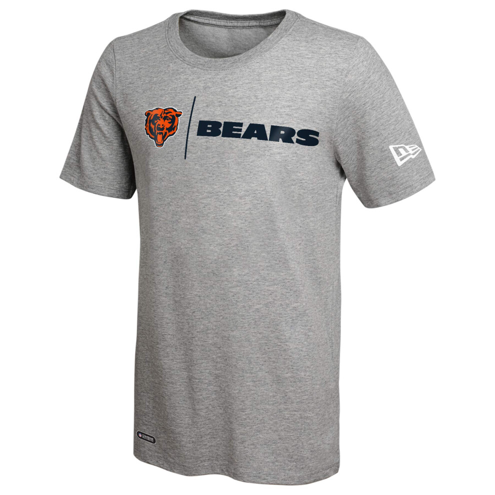 New Era NFL Men's Gametime Dri-Tek Cool Grey Short Sleeve T-Shirt, Chicago Bears, Small