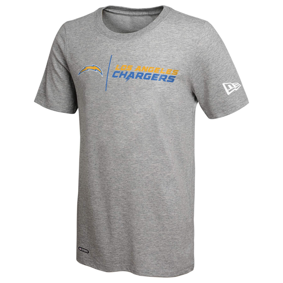 New Era NFL Men's Gametime Dri-Tek Cool Grey Short Sleeve T-Shirt, Los Angeles Chargers, Large