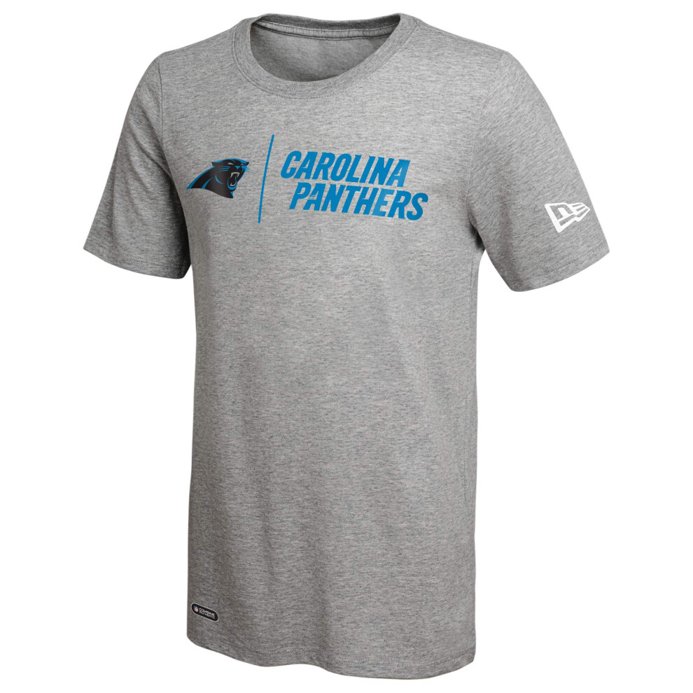 New Era NFL Men's Gametime Dri-Tek Cool Grey Short Sleeve T-Shirt, Carolina Panthers, XX-Large