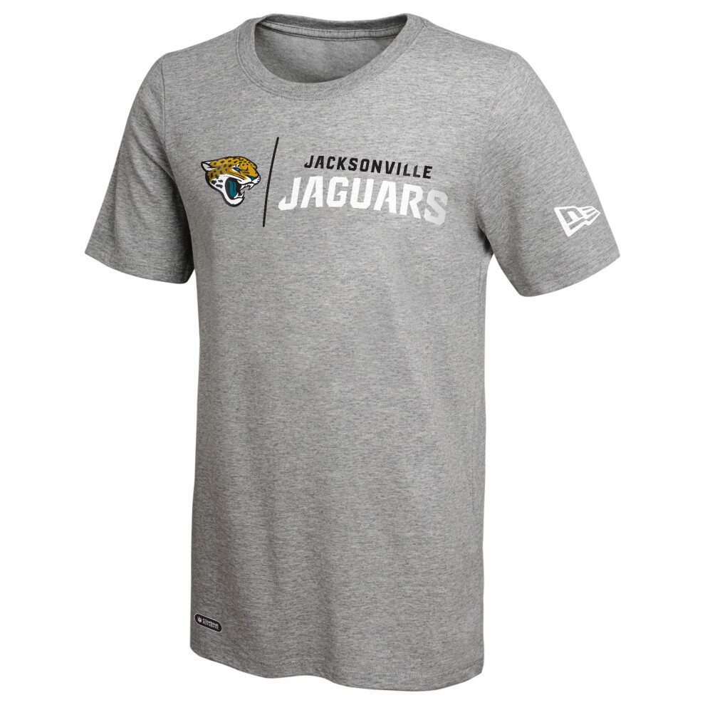 New Era NFL Men's Gametime Dri-Tek Cool Grey Short Sleeve T-Shirt, Jacksonville Jaguars, Small