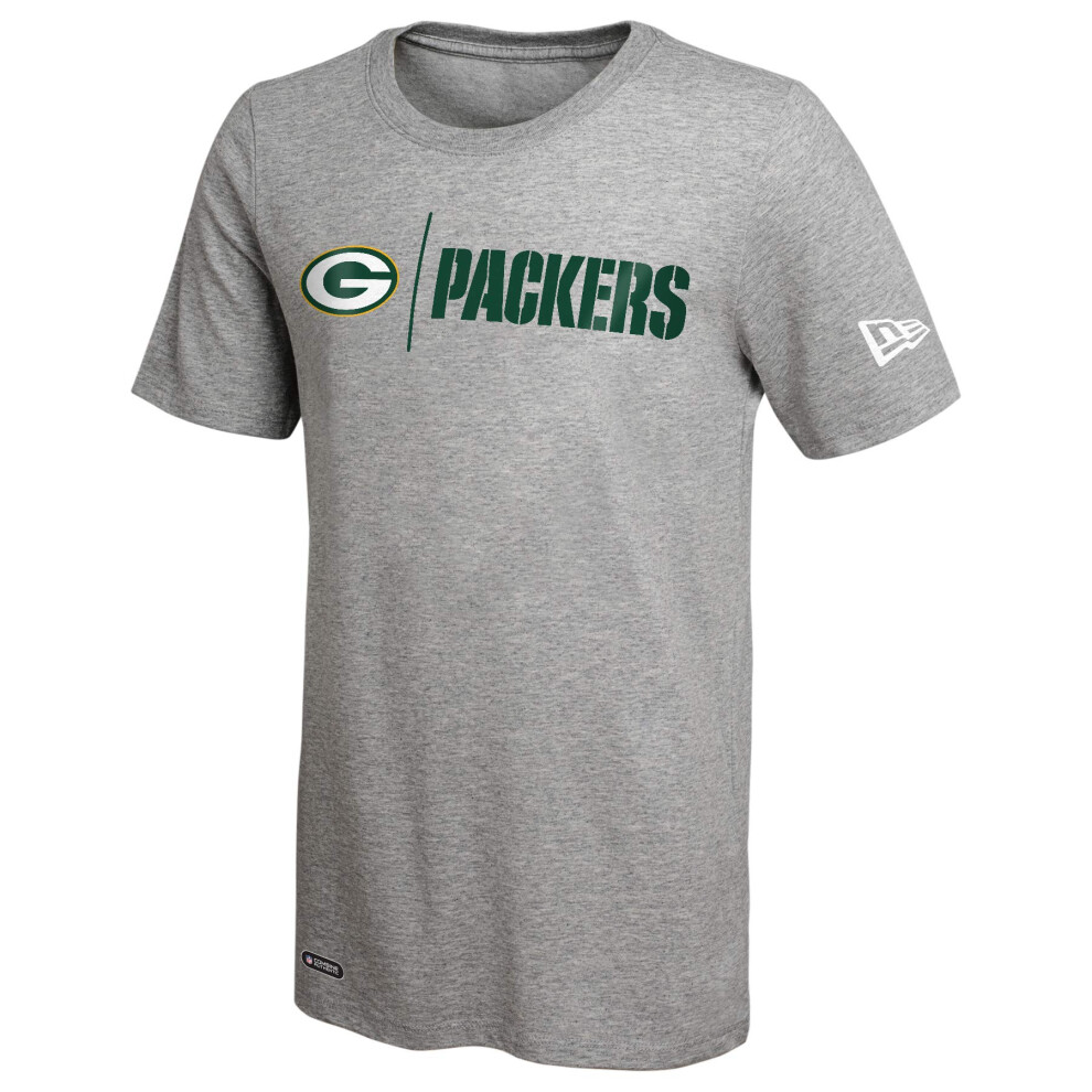 New Era NFL Men's Gametime Dri-Tek Cool Grey Short Sleeve T-Shirt, Green Bay Packers, Medium