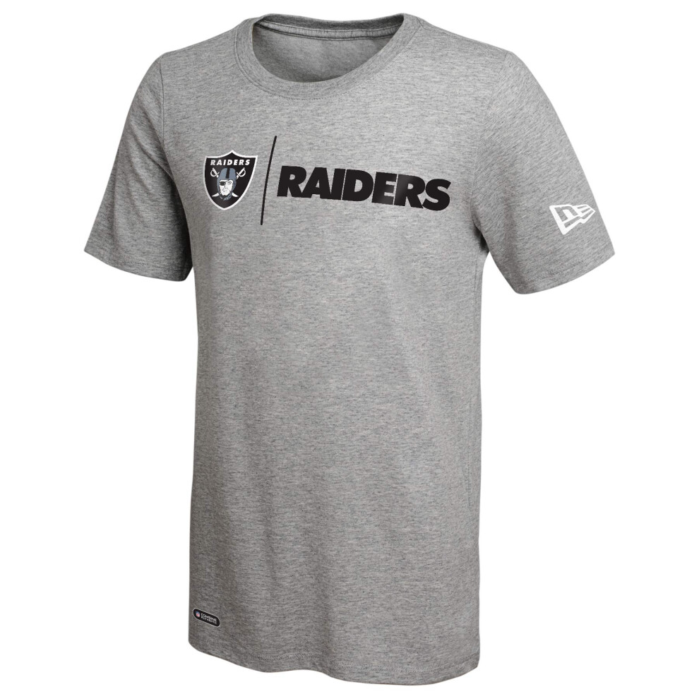 New Era NFL Men's Gametime Dri-Tek Cool Grey Short Sleeve T-Shirt, Las Vegas Raiders, Small