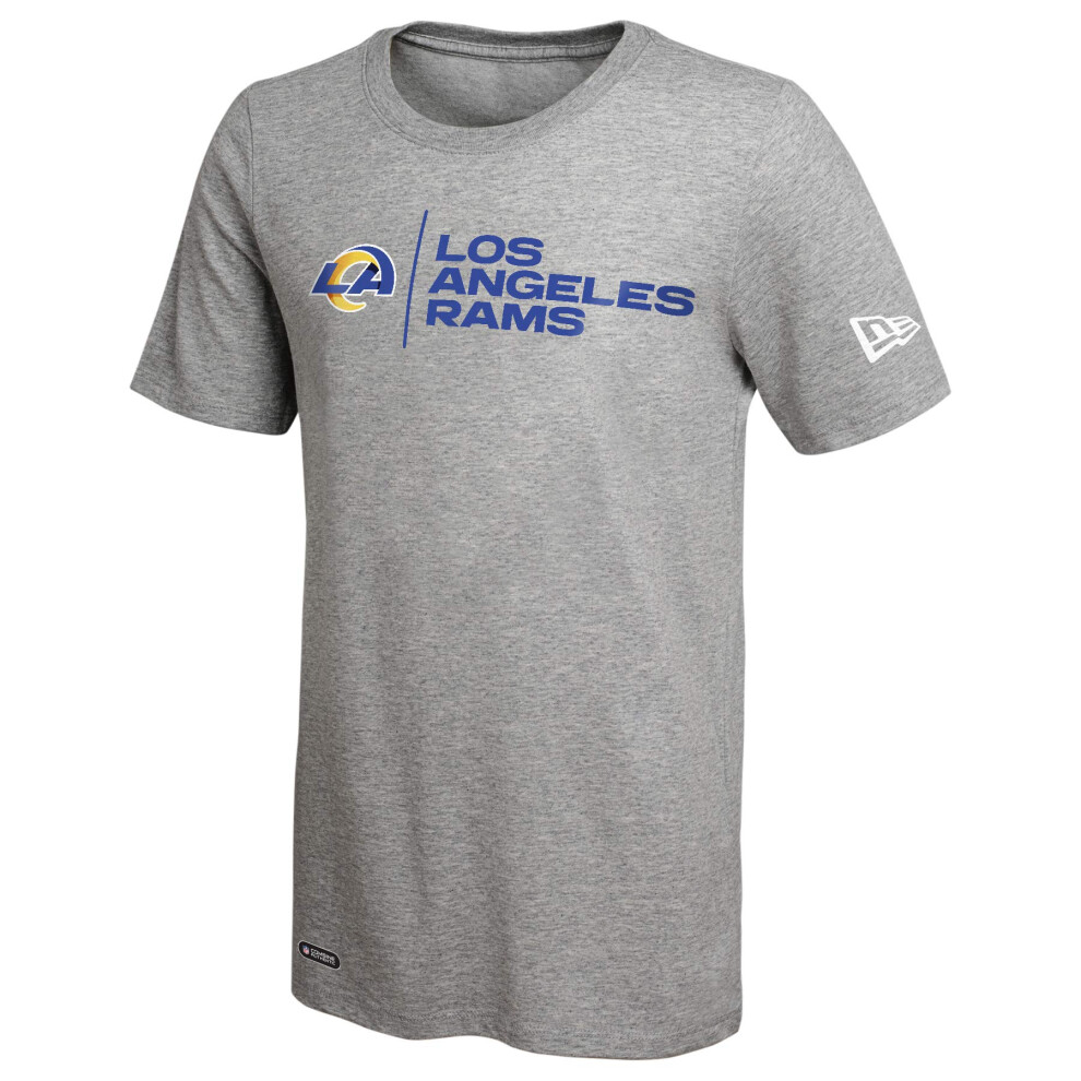 New Era NFL Men's Gametime Dri-Tek Cool Grey Short Sleeve T-Shirt, Los Angeles Rams, Small