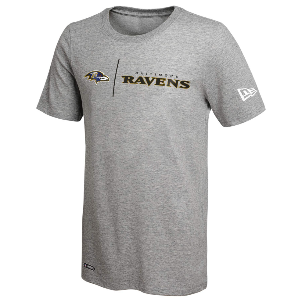 New Era NFL Men's Gametime Dri-Tek Cool Grey Short Sleeve T-Shirt, Baltimore Ravens, XX-Large