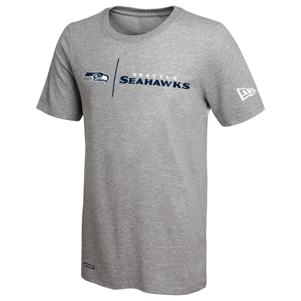 New Era NFL Men's Gametime Dri-Tek Cool Grey Short Sleeve T-Shirt, Seattle Seahawks, X-Large