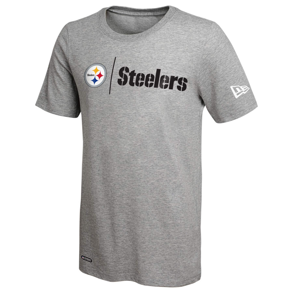 New Era NFL Men's Gametime Dri-Tek Cool Grey Short Sleeve T-Shirt, Pittsburgh Steelers, Small