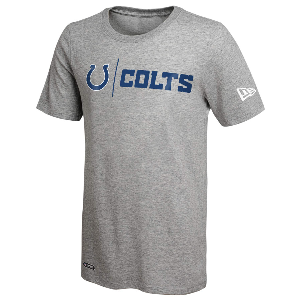 New Era NFL Men's Gametime Dri-Tek Cool Grey Short Sleeve T-Shirt, Indianapolis Colts, Medium