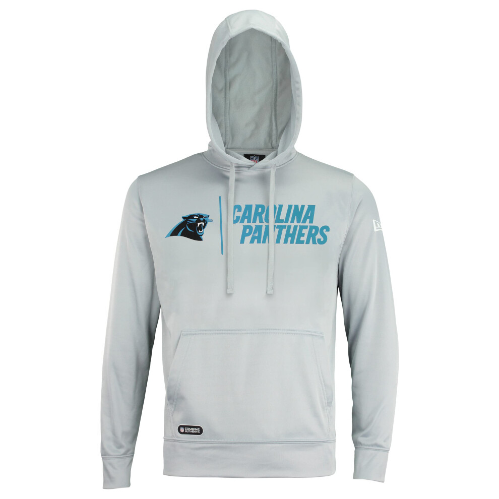 New Era NFL Men's Cool Grey Gametime Pullover Performance Hoodie, Pro Football Sweatshirt, Carolina Panthers, X-Large