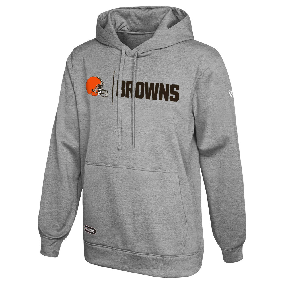 New Era NFL Men's Cool Grey Gametime Pullover Performance Hoodie, Pro Football Sweatshirt, Cleveland Browns, Medium